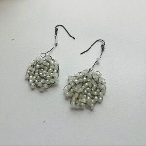 Anthro Elegant White Beaded Earrings